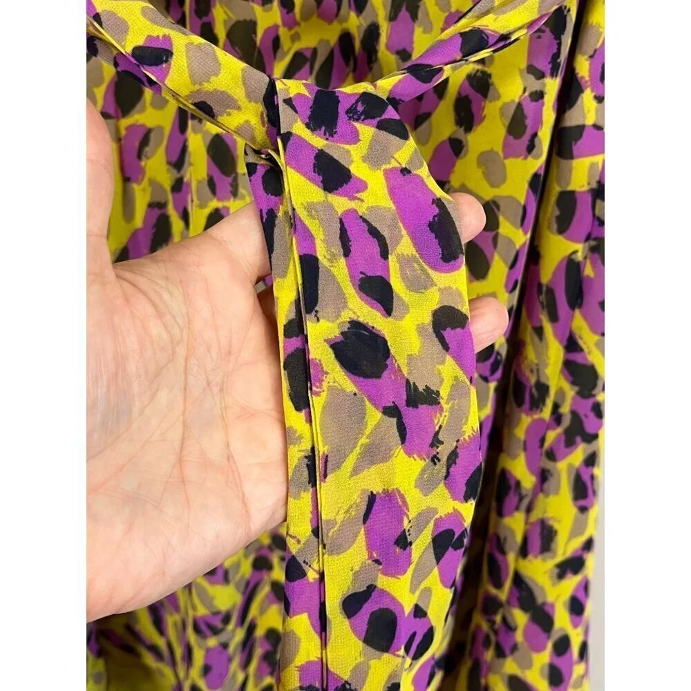 Retro Animal Print Tank Dress M Green Midi Tropical Safari Floral Colorful Indie - Picture 8 of 12